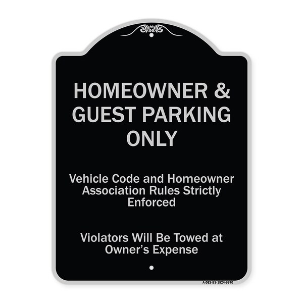 Designer Series-Homeowner & Guest Parking Only Black & Silver Heavy-Gauge Aluminum